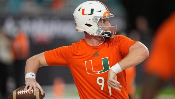 miami-qb-d’eriq-king-out-for-thursday’s-game-against-virginia-with-shoulder-injury,-tyler-van-dyke-to-start