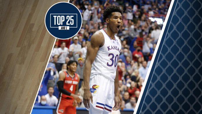 college-basketball-rankings:-kansas’-ochai-agbaji-looks-strong-as-he-leads-no.-3-jayhawks-to-3-0-start