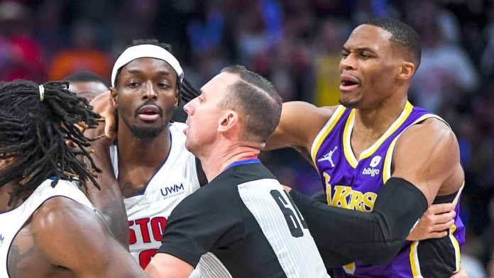 lakers’-russell-westbrook-surprised-he-earned-technical-during-scuffle-involving-lebron-james,-isaiah-stewart